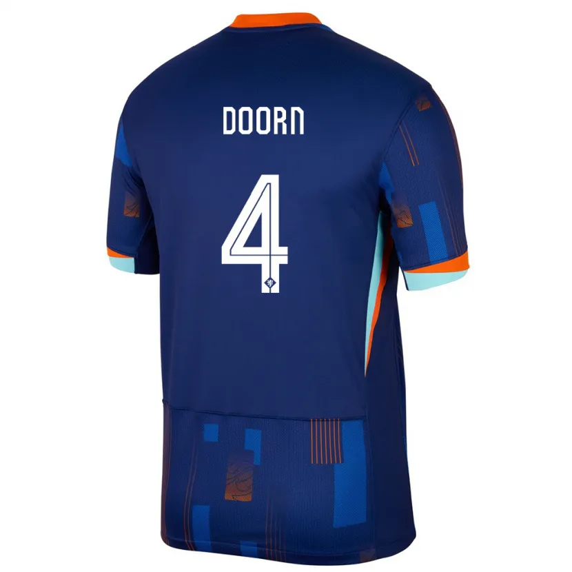 Danxen Donna Maglia Paesi Bassi Lisa Doorn #4 Blu Kit Gara Away 24-26 Maglietta