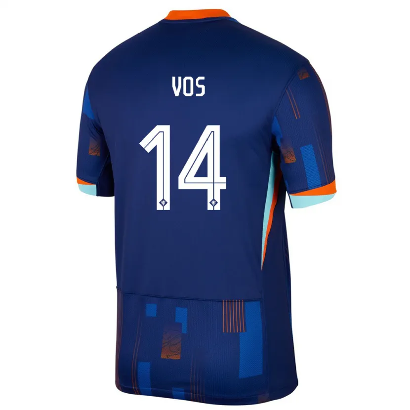Danxen Donna Maglia Paesi Bassi Silvano Vos #14 Blu Kit Gara Away 24-26 Maglietta