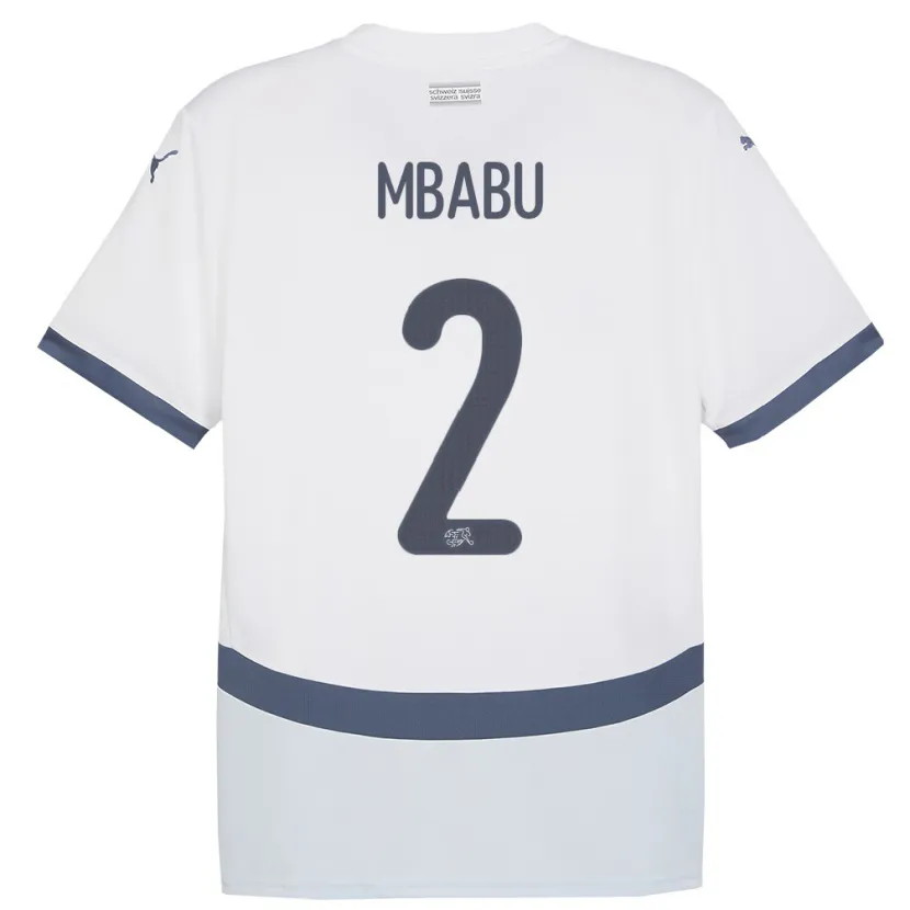 Danxen Donna Maglia Svizzera Kevin Mbabu #2 Bianco Kit Gara Away 24-26 Maglietta