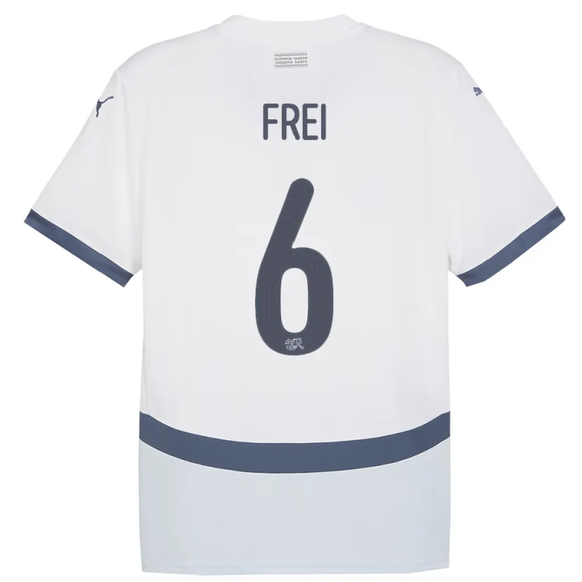 Danxen Donna Maglia Svizzera Fabian Frei #6 Bianco Kit Gara Away 24-26 Maglietta