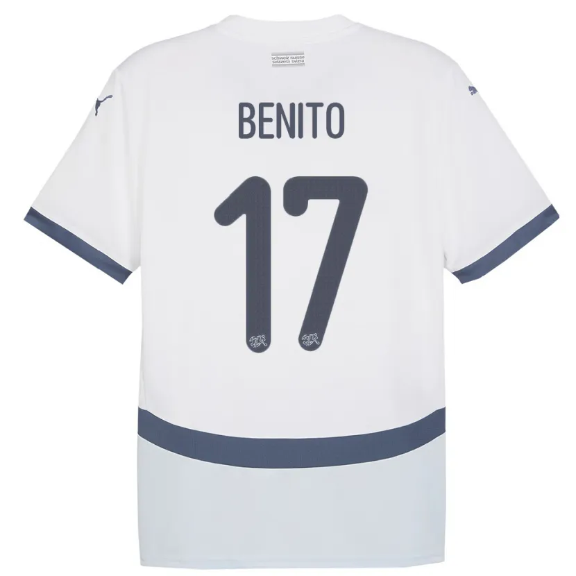 Danxen Donna Maglia Svizzera Loris Benito #17 Bianco Kit Gara Away 24-26 Maglietta