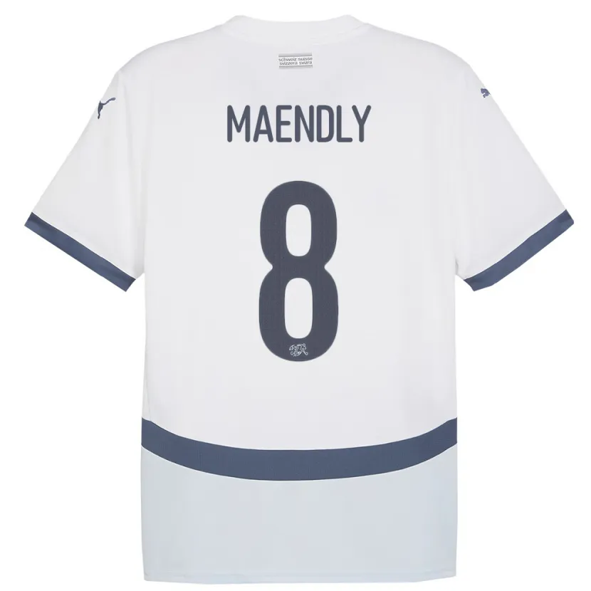 Danxen Donna Maglia Svizzera Sandy Maendly #8 Bianco Kit Gara Away 24-26 Maglietta