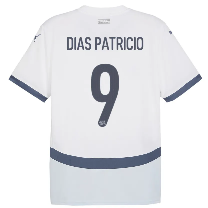 Danxen Donna Maglia Svizzera Alexandre Dias Patricio #9 Bianco Kit Gara Away 24-26 Maglietta