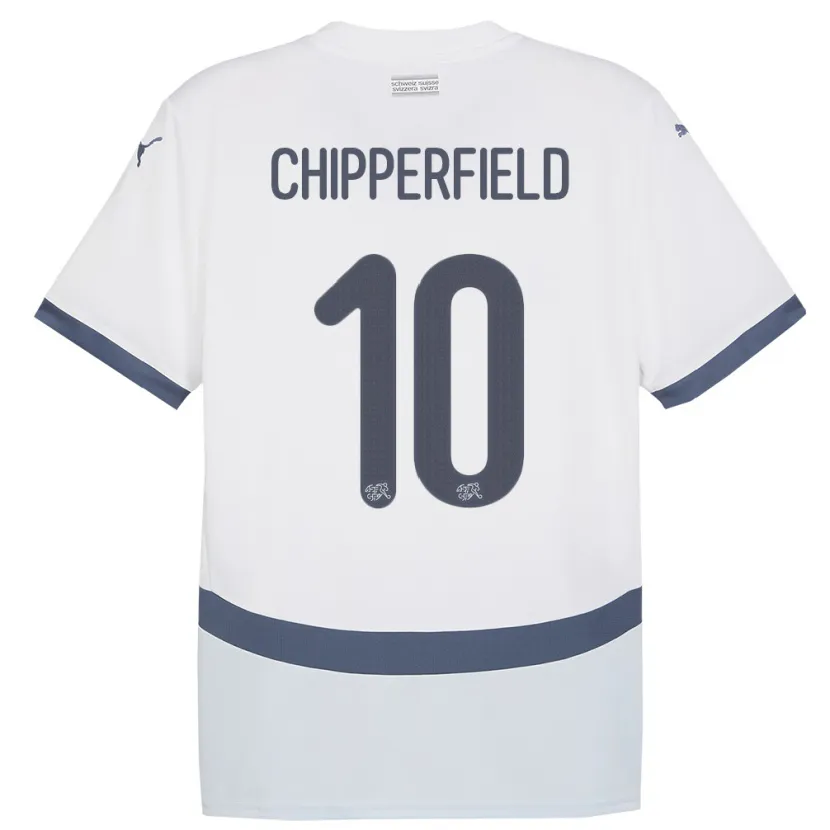 Danxen Donna Maglia Svizzera Liam Chipperfield #10 Bianco Kit Gara Away 24-26 Maglietta