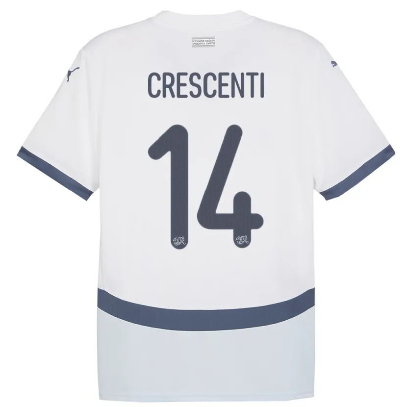 Danxen Donna Maglia Svizzera Federico Crescenti #14 Bianco Kit Gara Away 24-26 Maglietta