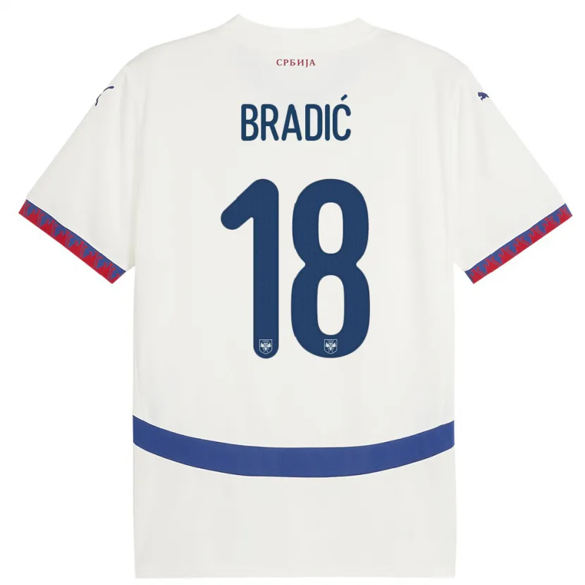 Danxen Donna Maglia Serbia Biljana Bradic #18 Bianco Kit Gara Away 24-26 Maglietta