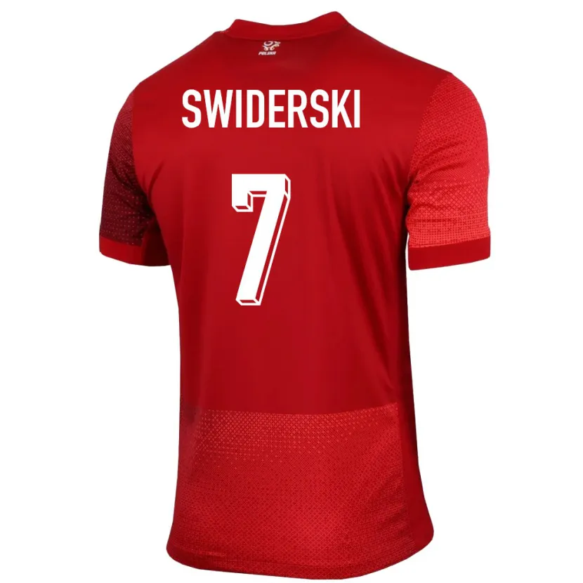 Danxen Donna Maglia Polonia Karol Swiderski #7 Rosso Kit Gara Away 24-26 Maglietta
