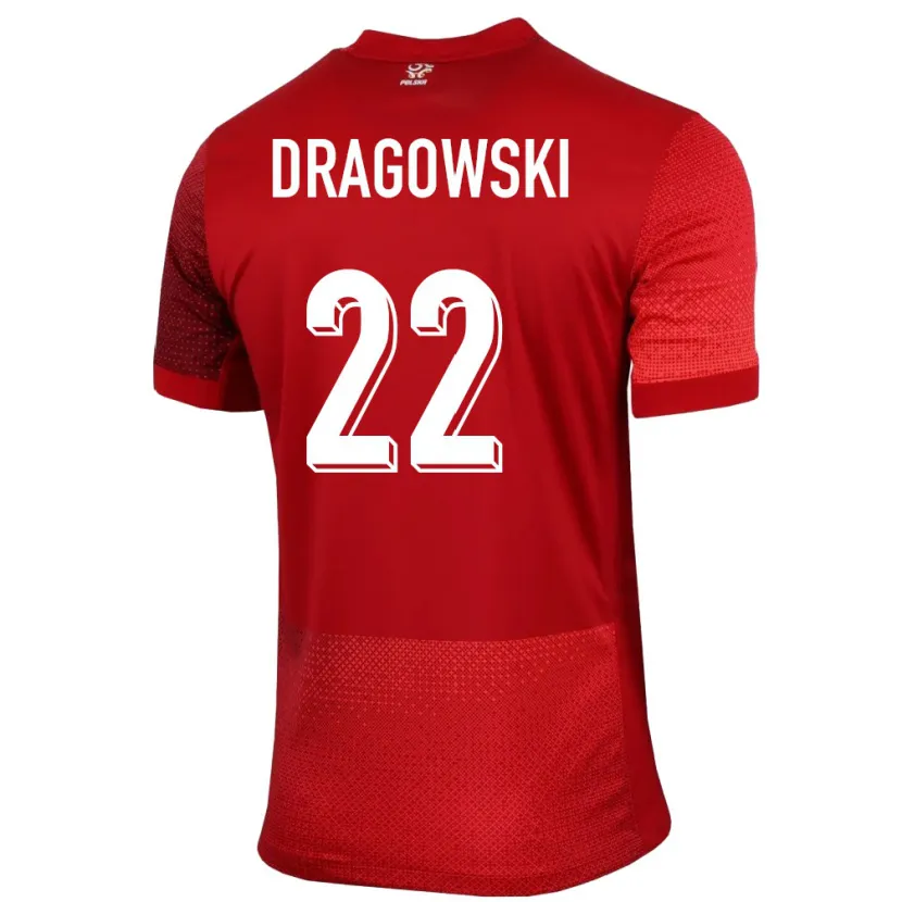 Danxen Donna Maglia Polonia Bartlomiej Dragowski #22 Rosso Kit Gara Away 24-26 Maglietta
