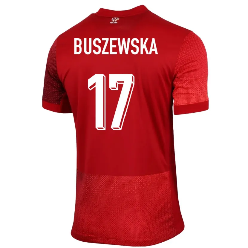 Danxen Donna Maglia Polonia Zofia Buszewska #17 Rosso Kit Gara Away 24-26 Maglietta