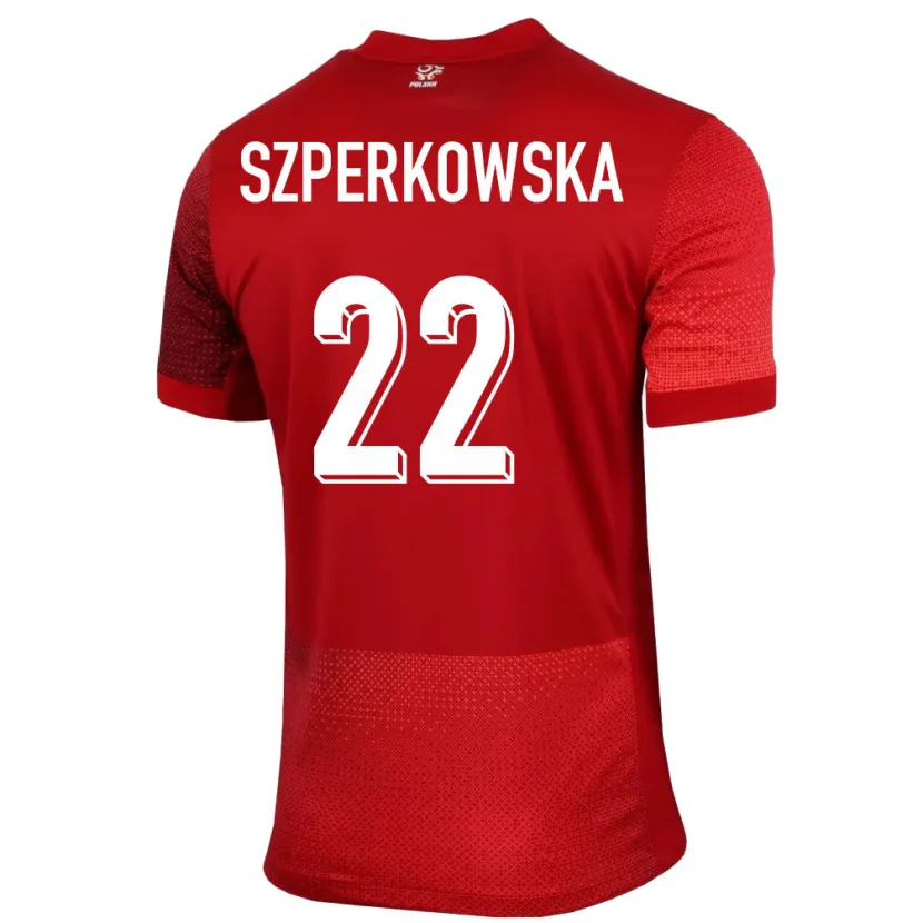 Danxen Donna Maglia Polonia Oliwia Szperkowska #22 Rosso Kit Gara Away 24-26 Maglietta