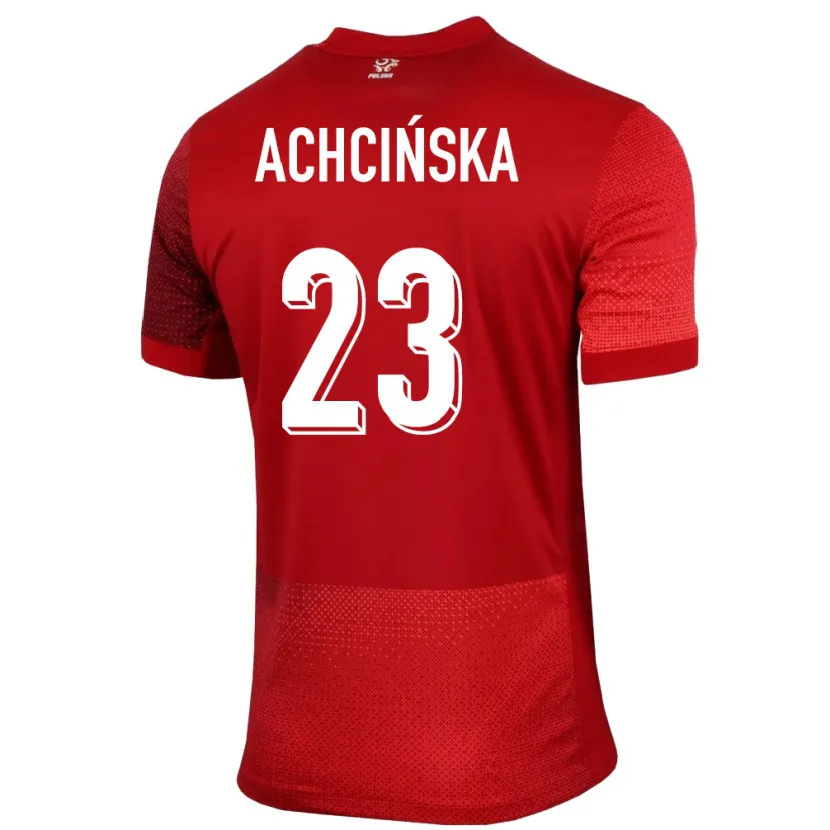 Danxen Donna Maglia Polonia Adriana Achcinska #23 Rosso Kit Gara Away 24-26 Maglietta