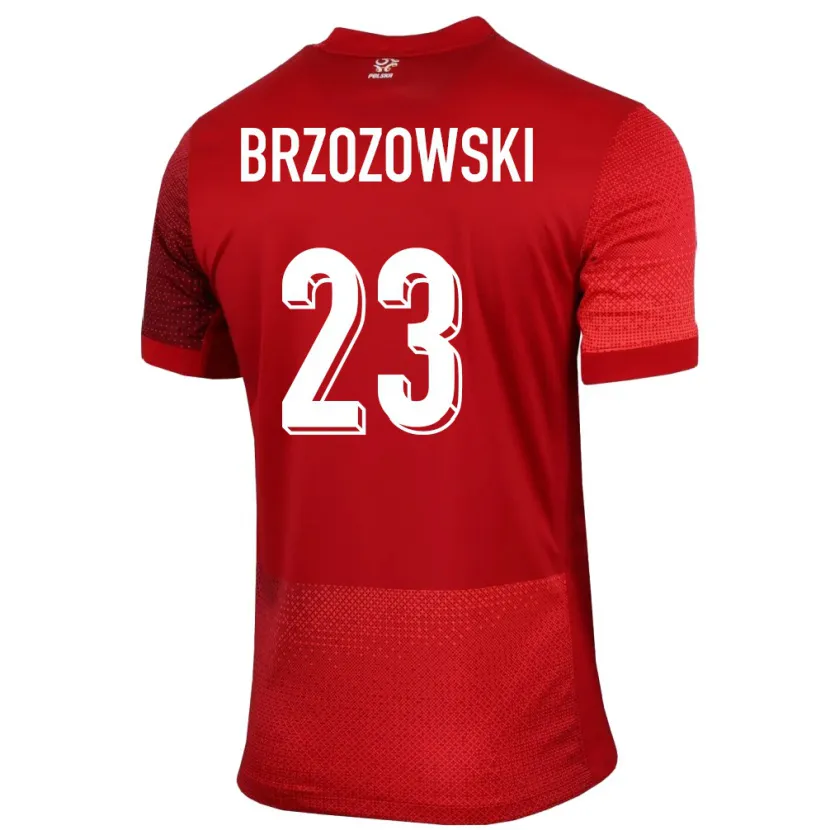 Danxen Donna Maglia Polonia Milosz Brzozowski #23 Rosso Kit Gara Away 24-26 Maglietta