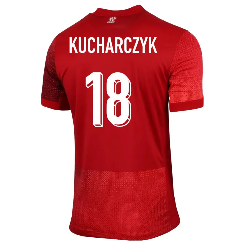 Danxen Donna Maglia Polonia Filip Kucharczyk #18 Rosso Kit Gara Away 24-26 Maglietta