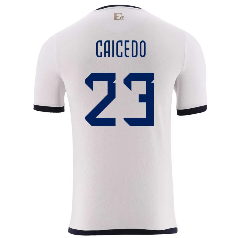 Danxen Donna Maglia Ecuador Moises Caicedo #23 Bianco Kit Gara Away 24-26 Maglietta