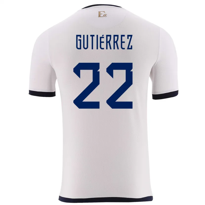Danxen Donna Maglia Ecuador Melanie Gutierrez #22 Bianco Kit Gara Away 24-26 Maglietta