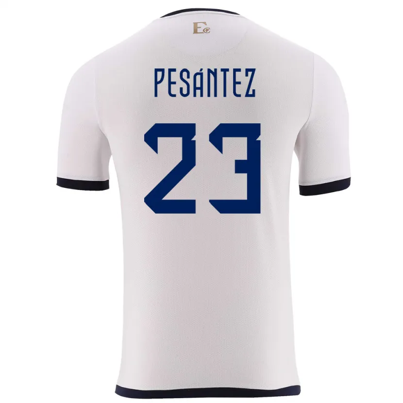 Danxen Donna Maglia Ecuador Danna Pesantez #23 Bianco Kit Gara Away 24-26 Maglietta