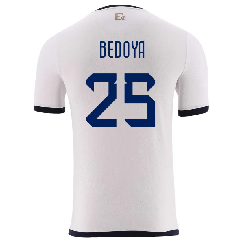 Danxen Donna Maglia Ecuador Jaydah Bedoya #25 Bianco Kit Gara Away 24-26 Maglietta