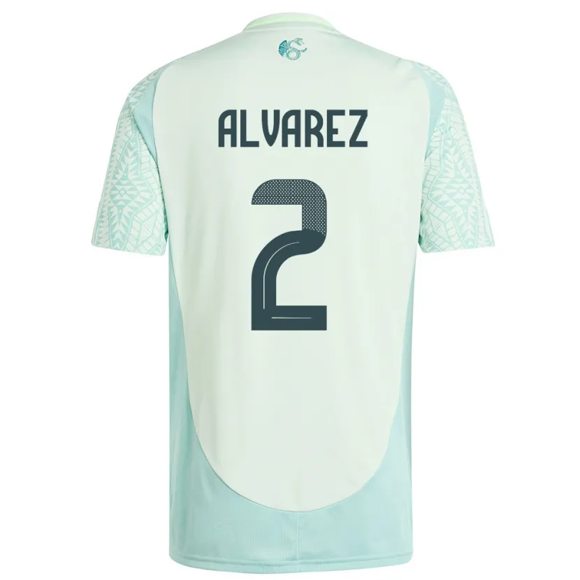 Danxen Donna Maglia Messico Kevin Alvarez #2 Lino Verde Kit Gara Away 24-26 Maglietta