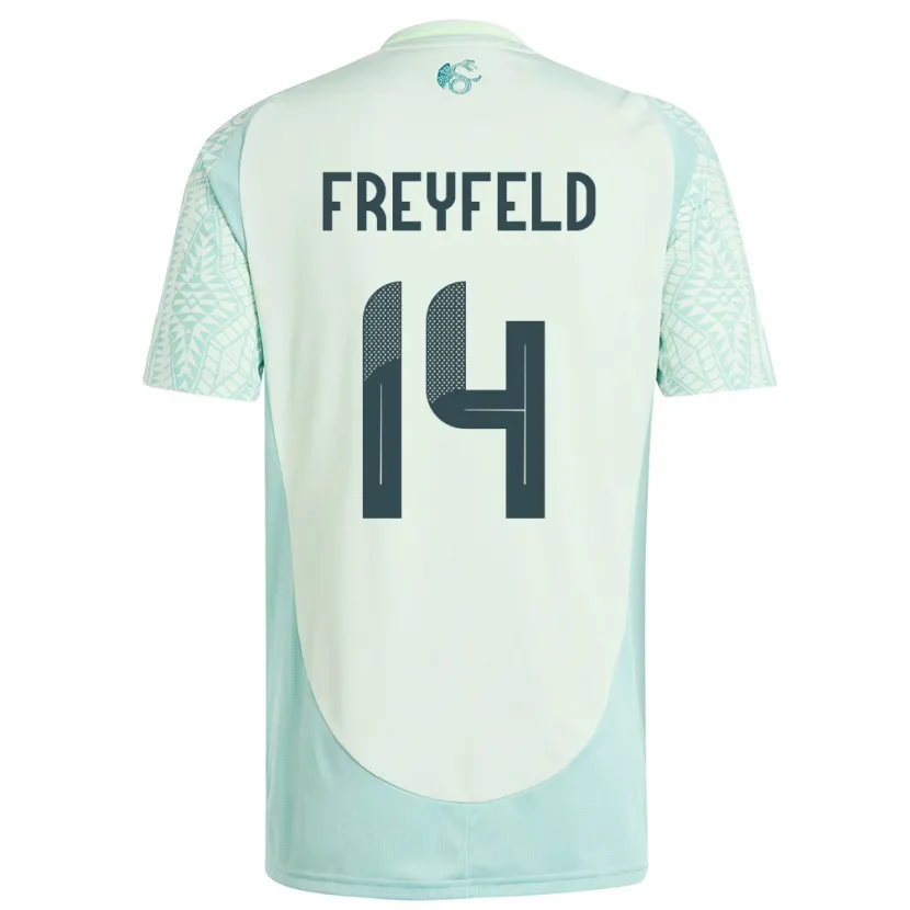 Danxen Donna Maglia Messico Emiliano Freyfeld #14 Lino Verde Kit Gara Away 24-26 Maglietta