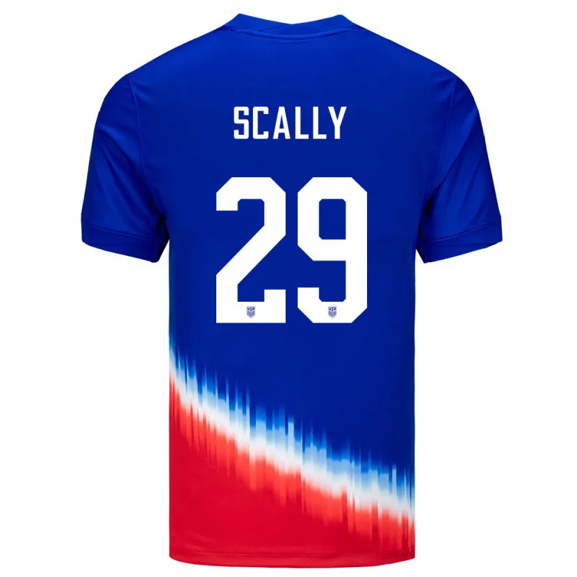 Danxen Donna Maglia Stati Uniti Joseph Scally #29 Blu Kit Gara Away 24-26 Maglietta