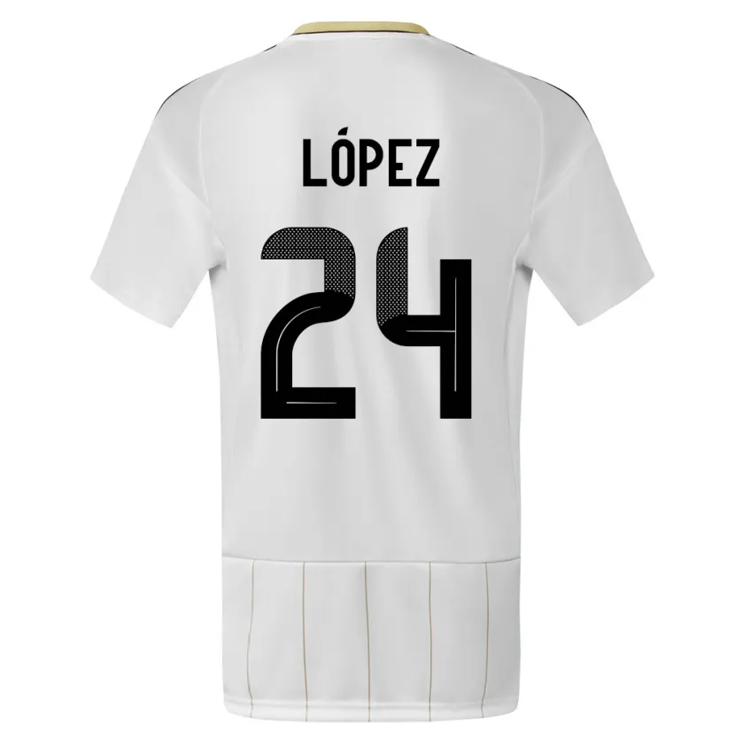 Danxen Donna Maglia Costa Rica Douglas Lopez #24 Bianco Kit Gara Away 24-26 Maglietta