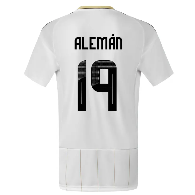 Danxen Donna Maglia Costa Rica Fabricio Aleman #19 Bianco Kit Gara Away 24-26 Maglietta