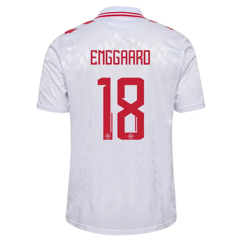 Danxen Donna Maglia Danimarca Mads Enggaard #18 Bianco Kit Gara Away 24-26 Maglietta
