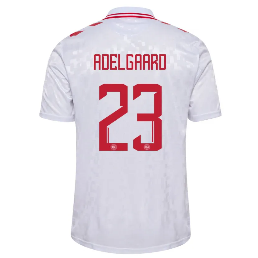 Danxen Donna Maglia Danimarca Aske Adelgaard #23 Bianco Kit Gara Away 24-26 Maglietta