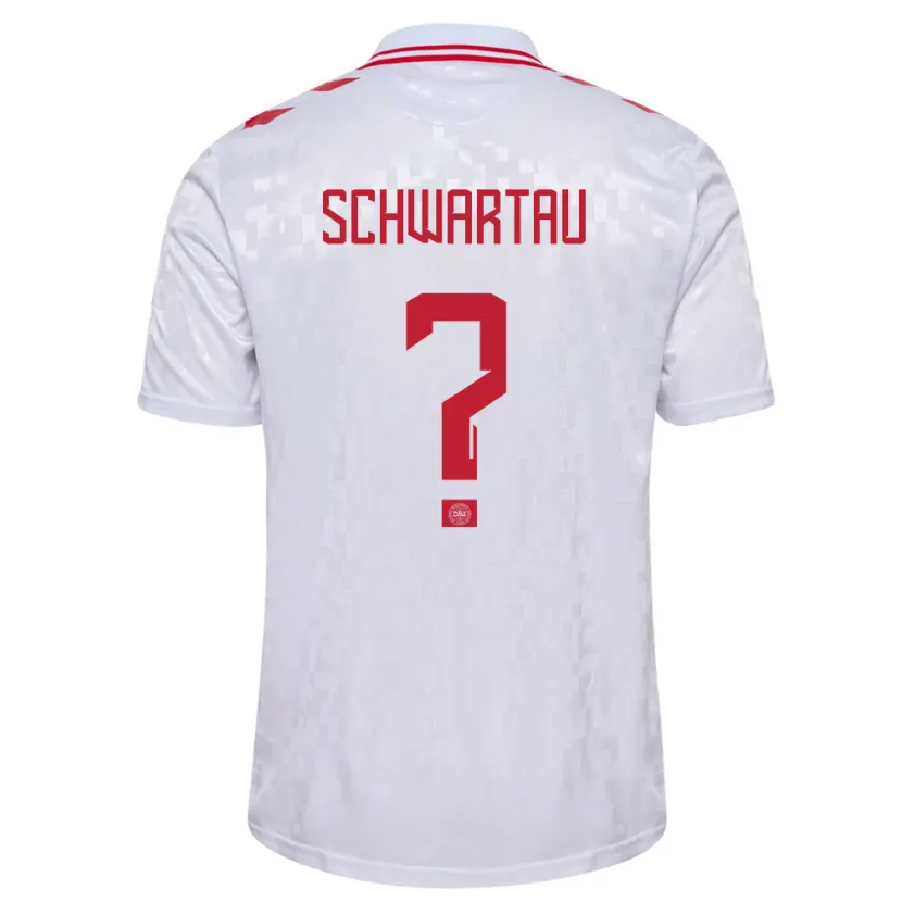 Danxen Donna Maglia Danimarca Oscar Schwartau #0 Bianco Kit Gara Away 24-26 Maglietta