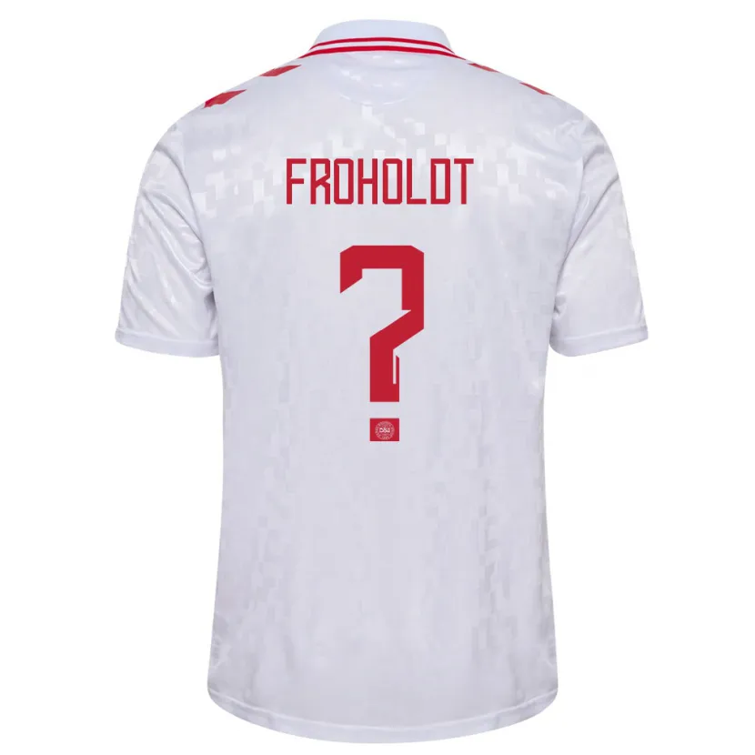 Danxen Donna Maglia Danimarca Victor Froholdt #0 Bianco Kit Gara Away 24-26 Maglietta