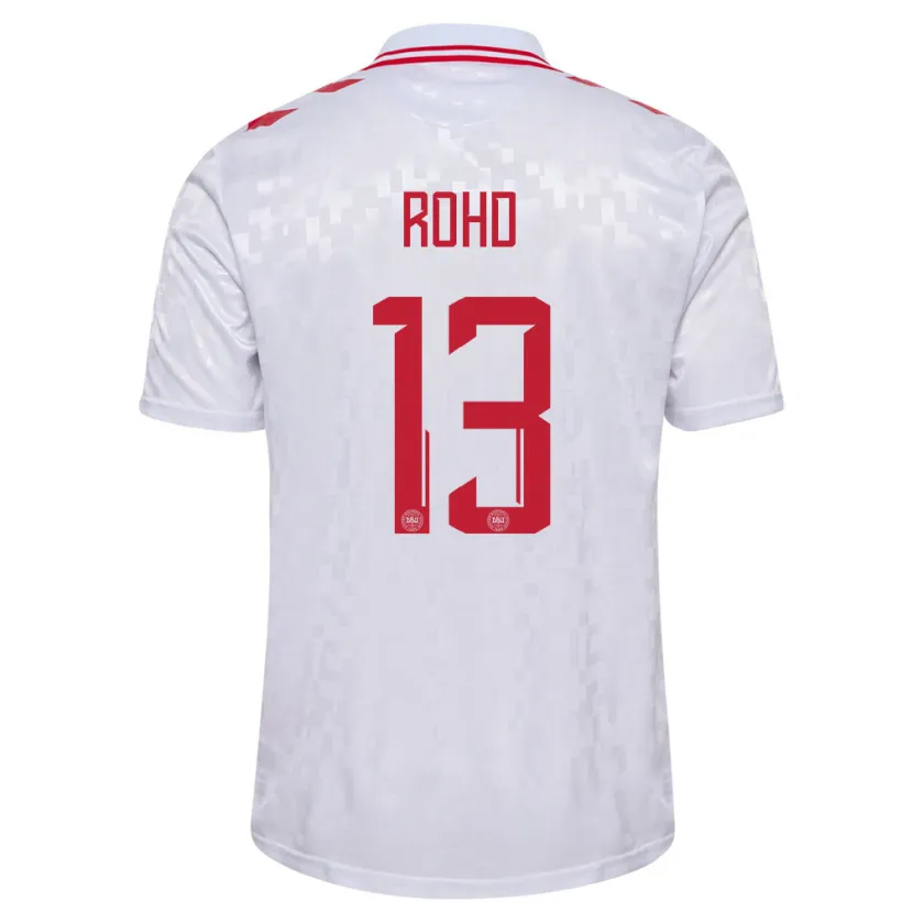 Danxen Donna Maglia Danimarca Emil Rohd #13 Bianco Kit Gara Away 24-26 Maglietta