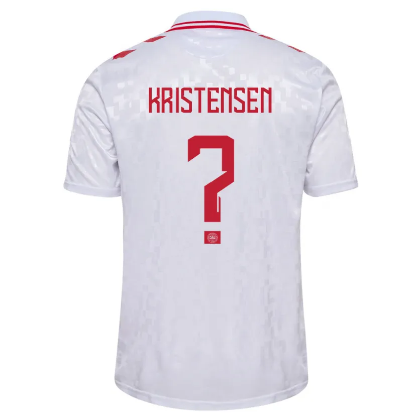 Danxen Donna Maglia Danimarca Mikkel Kristensen #0 Bianco Kit Gara Away 24-26 Maglietta
