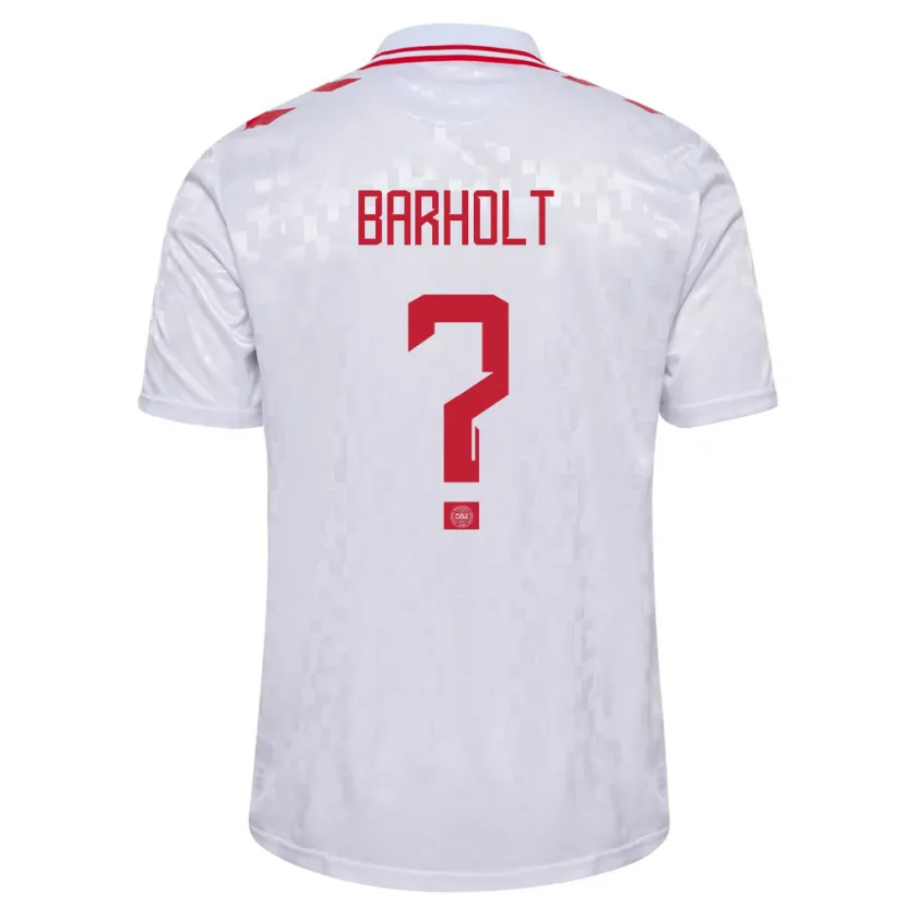 Danxen Donna Maglia Danimarca Noah Barholt #0 Bianco Kit Gara Away 24-26 Maglietta