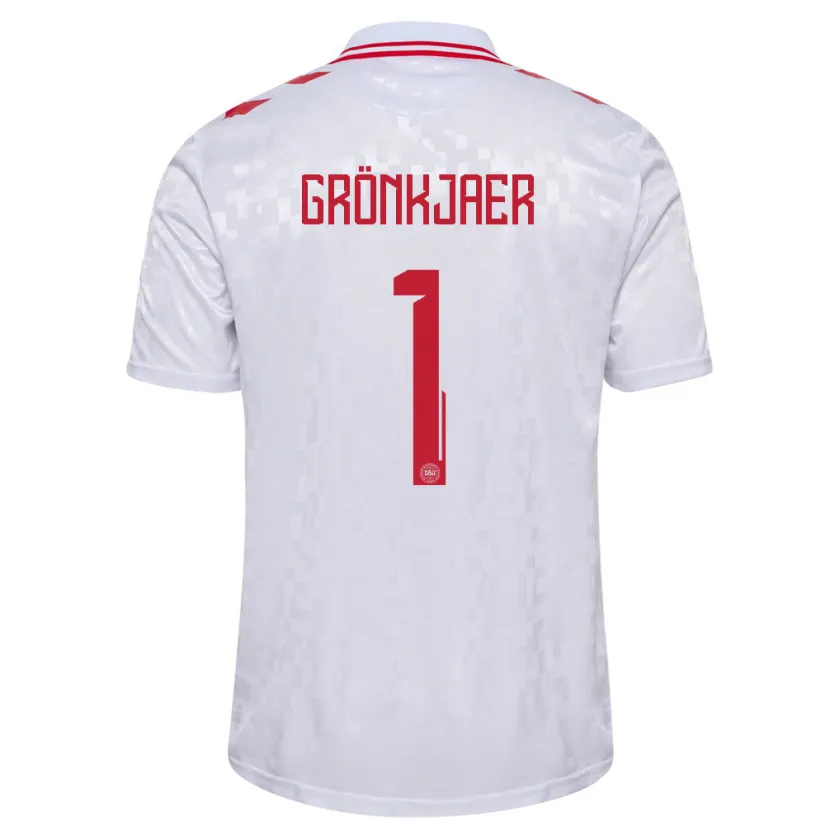 Danxen Donna Maglia Danimarca Bertil Grönkjaer #1 Bianco Kit Gara Away 24-26 Maglietta