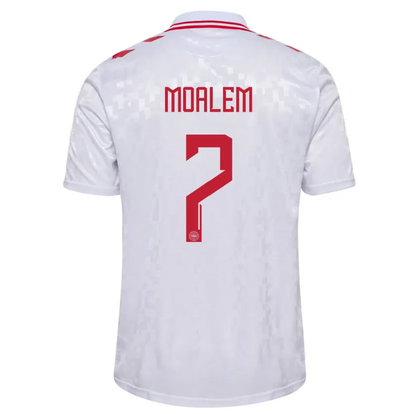 Danxen Donna Maglia Danimarca Jonathan Moalem #7 Bianco Kit Gara Away 24-26 Maglietta