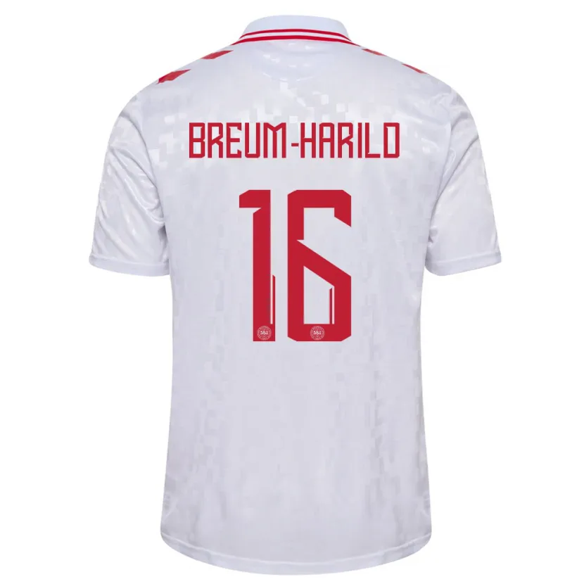 Danxen Donna Maglia Danimarca Tobias Breum-Harild #16 Bianco Kit Gara Away 24-26 Maglietta