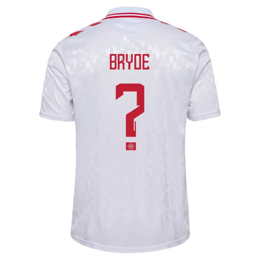 Danxen Donna Maglia Danimarca Lucas Bryde #0 Bianco Kit Gara Away 24-26 Maglietta