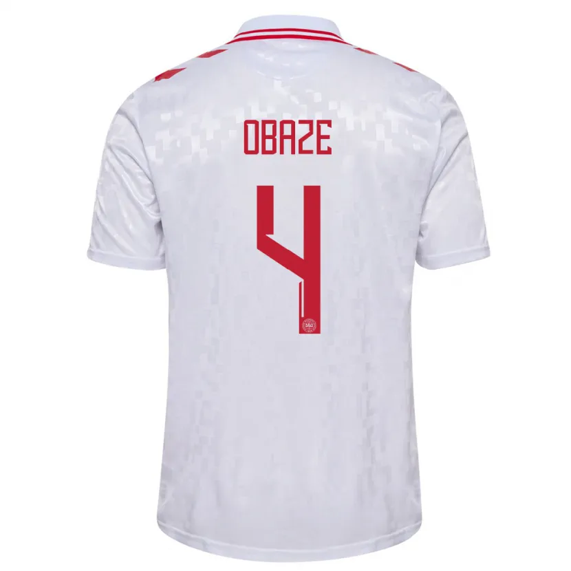 Danxen Donna Maglia Danimarca Isabella Obaze #4 Bianco Kit Gara Away 24-26 Maglietta