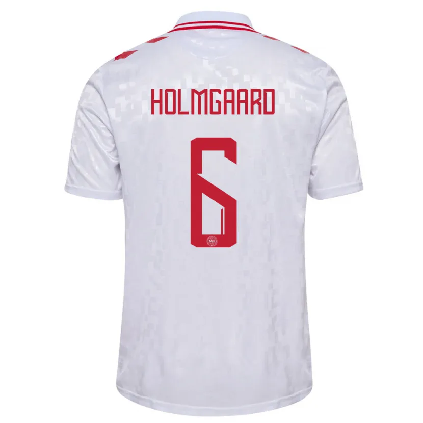 Danxen Donna Maglia Danimarca Karen Holmgaard #6 Bianco Kit Gara Away 24-26 Maglietta