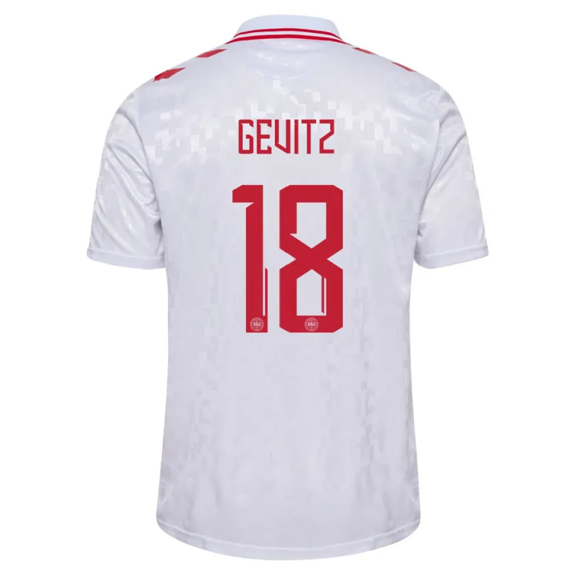 Danxen Donna Maglia Danimarca Luna Gevitz #18 Bianco Kit Gara Away 24-26 Maglietta