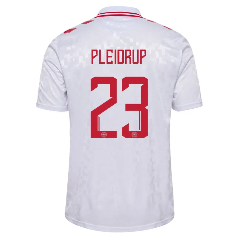 Danxen Donna Maglia Danimarca Caroline Pleidrup #23 Bianco Kit Gara Away 24-26 Maglietta