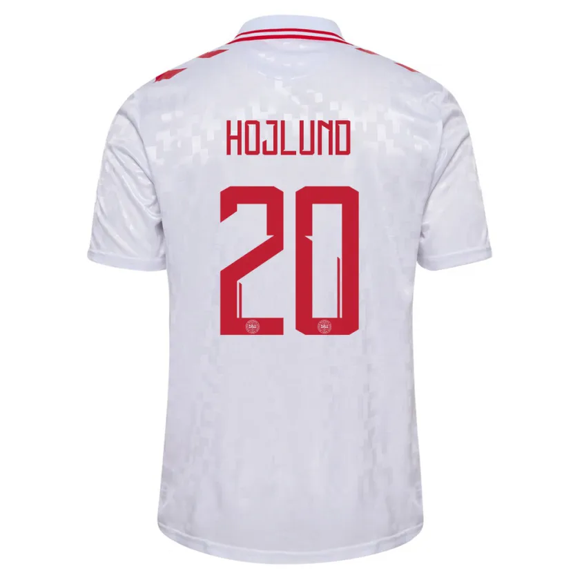 Danxen Donna Maglia Danimarca Rasmus Hojlund #20 Bianco Kit Gara Away 24-26 Maglietta