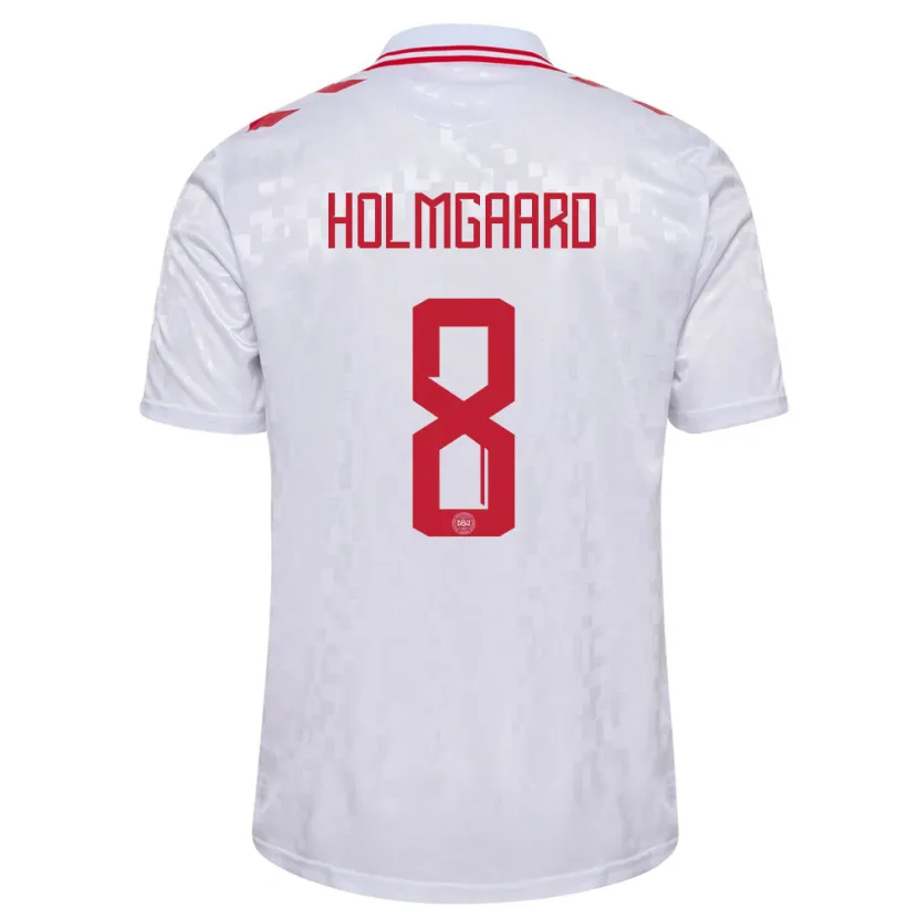 Danxen Donna Maglia Danimarca Sara Holmgaard #8 Bianco Kit Gara Away 24-26 Maglietta