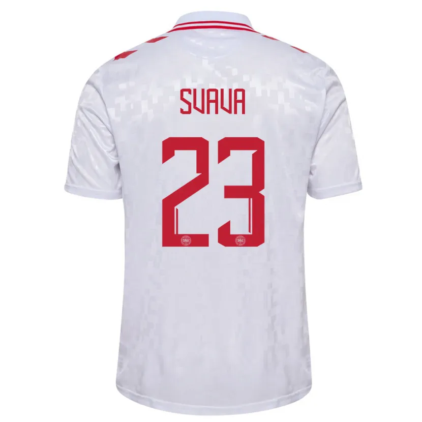Danxen Donna Maglia Danimarca Sofie Svava #23 Bianco Kit Gara Away 24-26 Maglietta