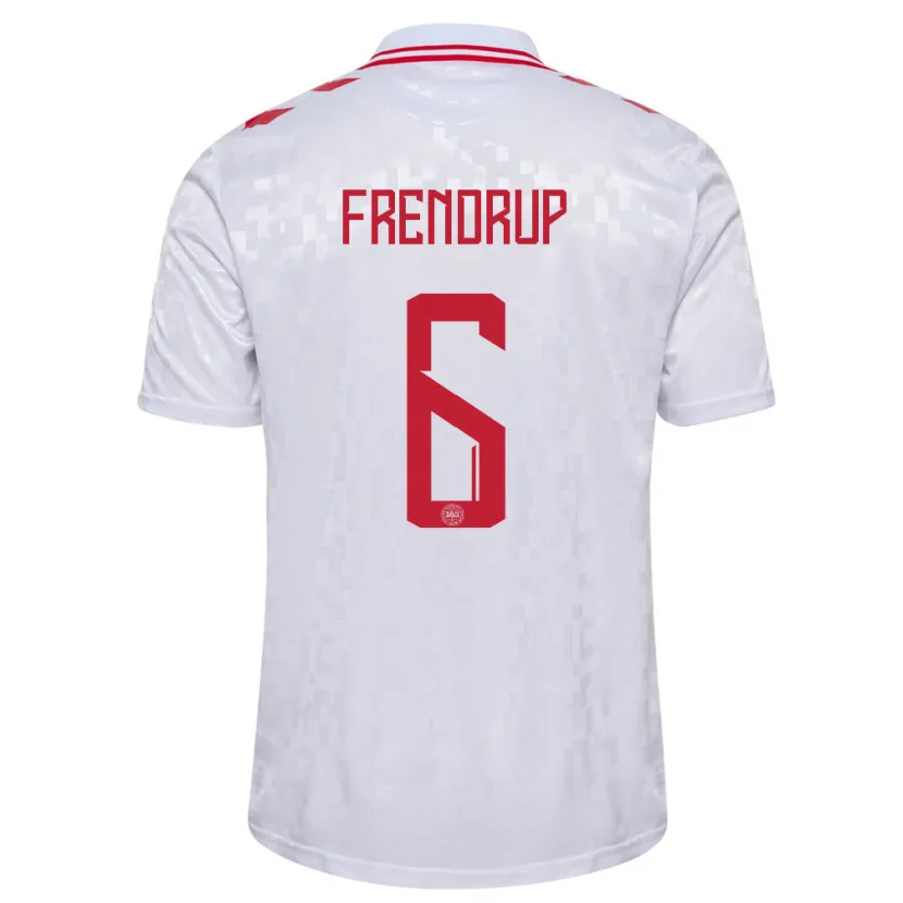 Danxen Donna Maglia Danimarca Morten Frendrup #6 Bianco Kit Gara Away 24-26 Maglietta