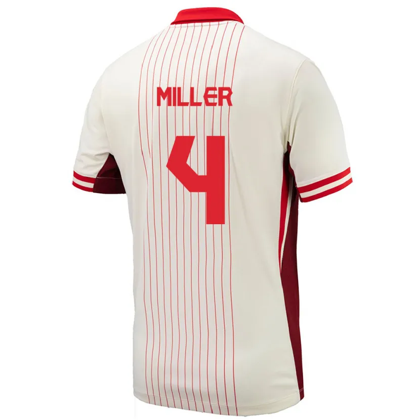 Danxen Donna Maglia Canada Kamal Miller #4 Bianco Kit Gara Away 24-26 Maglietta