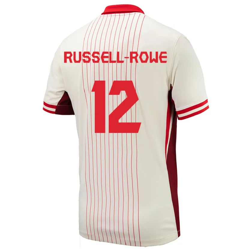 Danxen Donna Maglia Canada Jacen Russell-Rowe #12 Bianco Kit Gara Away 24-26 Maglietta