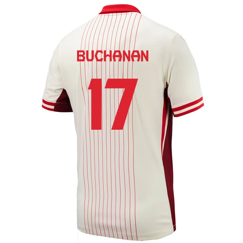 Danxen Donna Maglia Canada Tajon Buchanan #17 Bianco Kit Gara Away 24-26 Maglietta