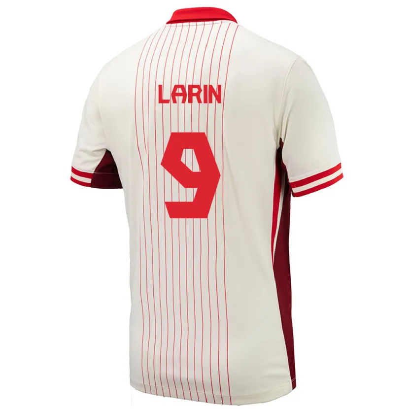 Danxen Donna Maglia Canada Cyle Larin #9 Bianco Kit Gara Away 24-26 Maglietta