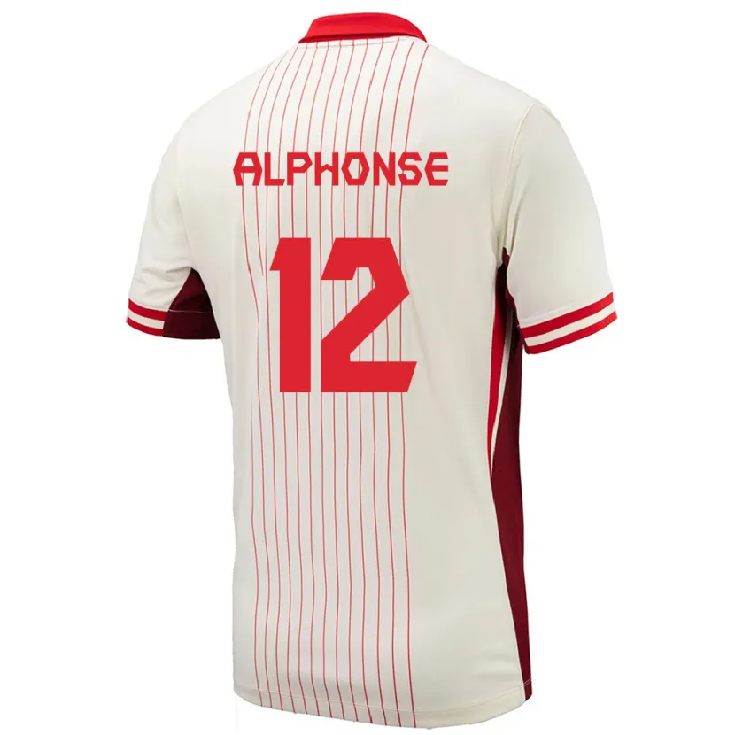 Danxen Donna Maglia Canada Jefferson Alphonse #12 Bianco Kit Gara Away 24-26 Maglietta